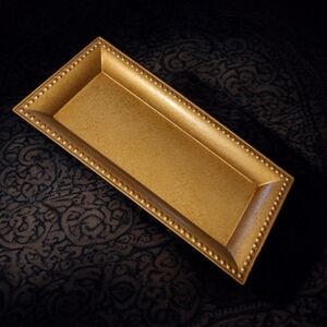 🍄Gold Tone Rectangular Melamine Charger Plate Tray